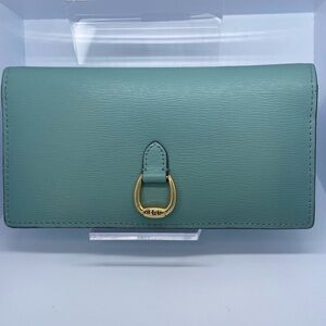 Lauren Ralph Lauren Bennington Slim Leather Wallet Blue Mist/Teal Color